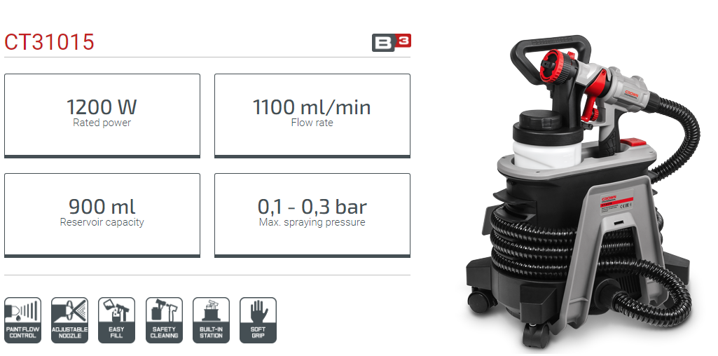 CROWN CT31015 Electric Spray Machine, 1200W, 1.1L/min, 0.3bar - CT31015_img_2