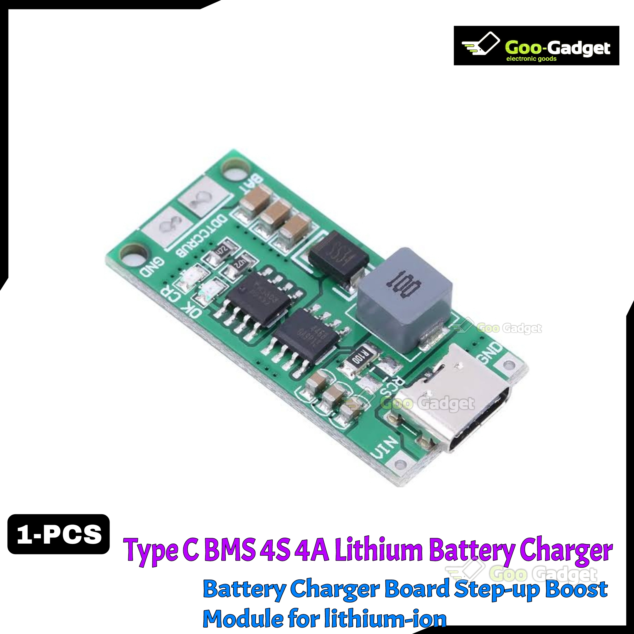 Type-C BMS 4S 4A 18650 Lithium Battery Charger Board | Step-Up Boost Module