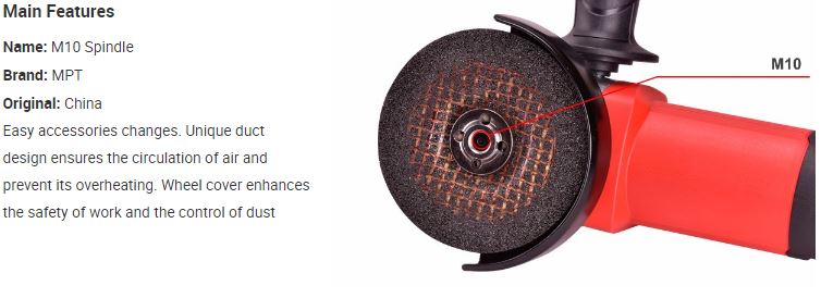 MPT 4" Angle Grinder, 800w, 100mm, Rear switch, Model : MAG7008R_img_1