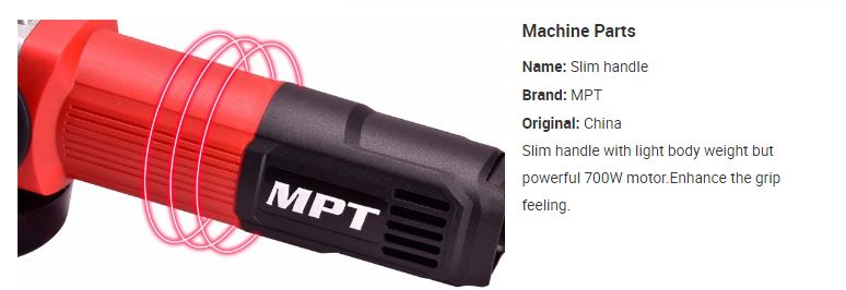 MPT 4" Angle Grinder, 800w, 100mm, Rear switch, Model : MAG7008R_img_2