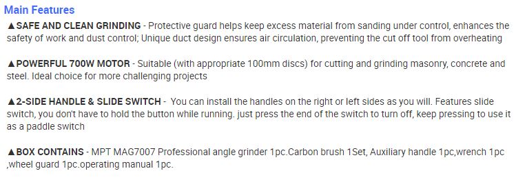 MPT 4" Angle Grinder, 800w, 100mm, Rear switch, Model : MAG7008R_img_5