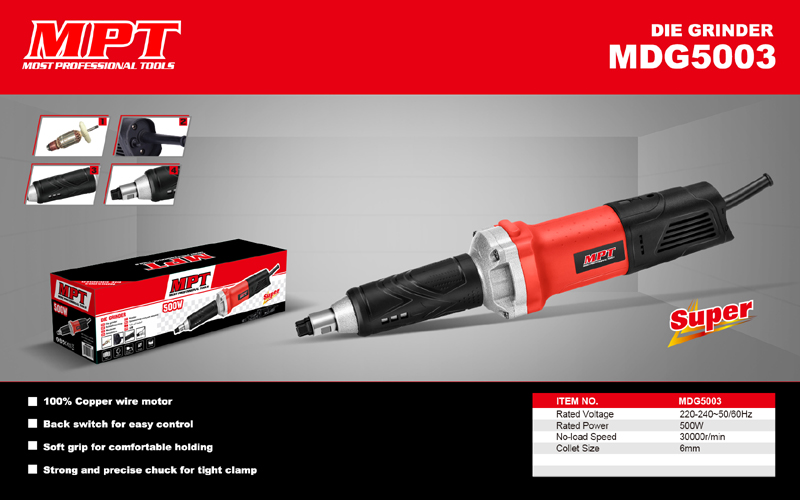 MPT MDG5003 Die Grinder, 500w, 6mm(1/4"), Long neck, Model : MDG5003_img_1