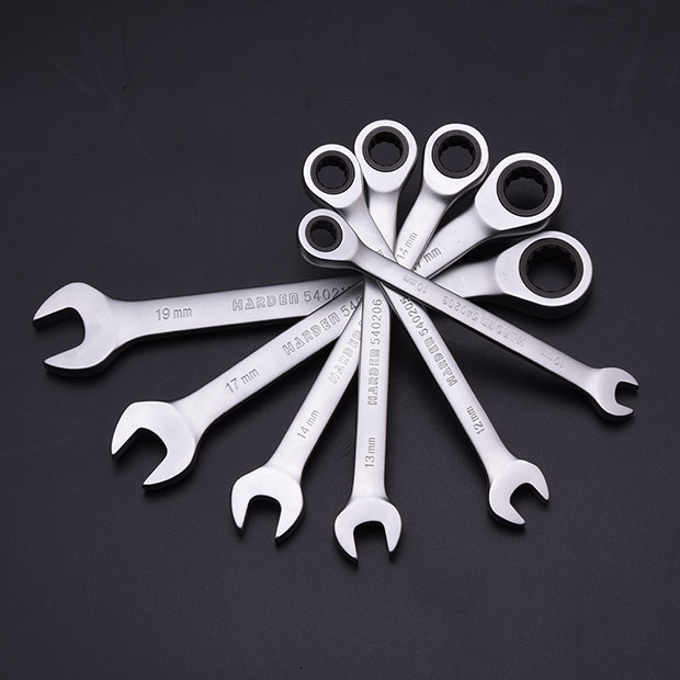 Harden 7Pcs Fixed Combination Gear Spanner Set, Metric Ratcheting Wrench Ring n Open End Ratchet Spanner Set 540117_img_2