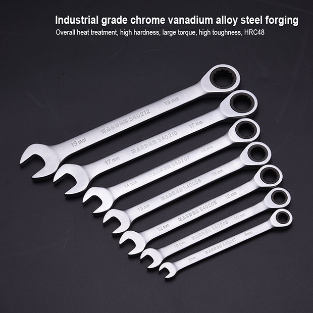 Harden 7Pcs Fixed Combination Gear Spanner Set, Metric Ratcheting Wrench Ring n Open End Ratchet Spanner Set 540117_img_3