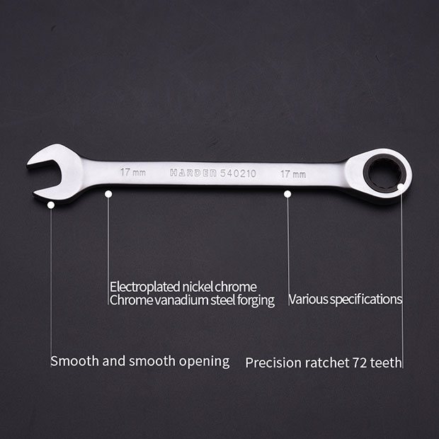 Harden 7Pcs Fixed Combination Gear Spanner Set, Metric Ratcheting Wrench Ring n Open End Ratchet Spanner Set 540117_img_6