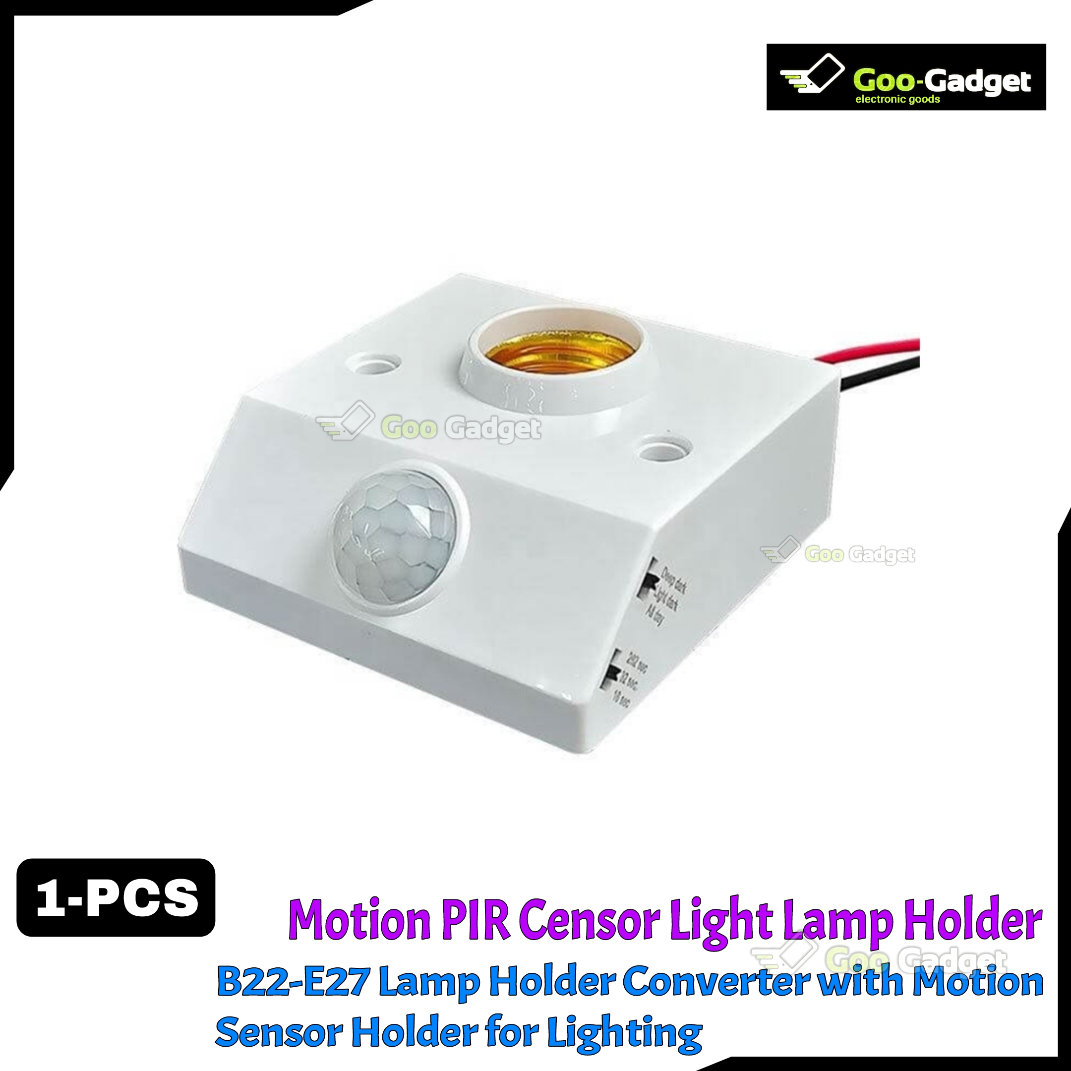Infrared Motion PIR Sensor Light Lamp Holder Switch | E27 Lamp Holder Converter with Motion Detection