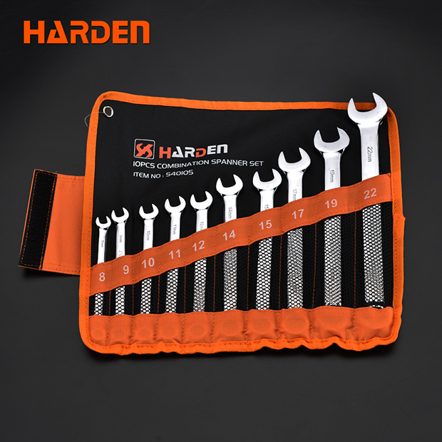 Harden 10pcs ( 8-22mm ) Combination Spanner Set, CR-V Auto Repairing Tools, Combination Wrench Tool Set 540105