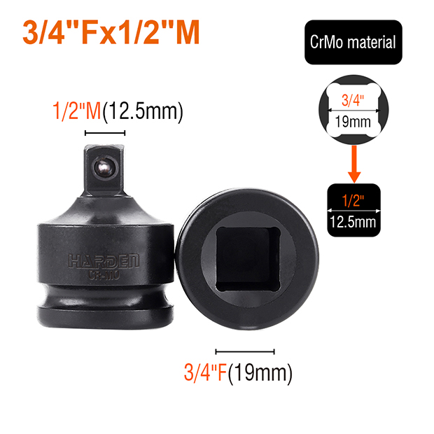 Harden 8Pcs 1/2 Inch Adapter Impact Socket Set 537028_img_3