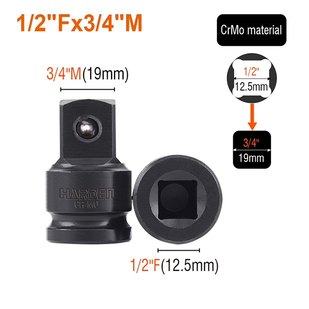 Harden 8Pcs 1/2 Inch Adapter Impact Socket Set 537028_img_4