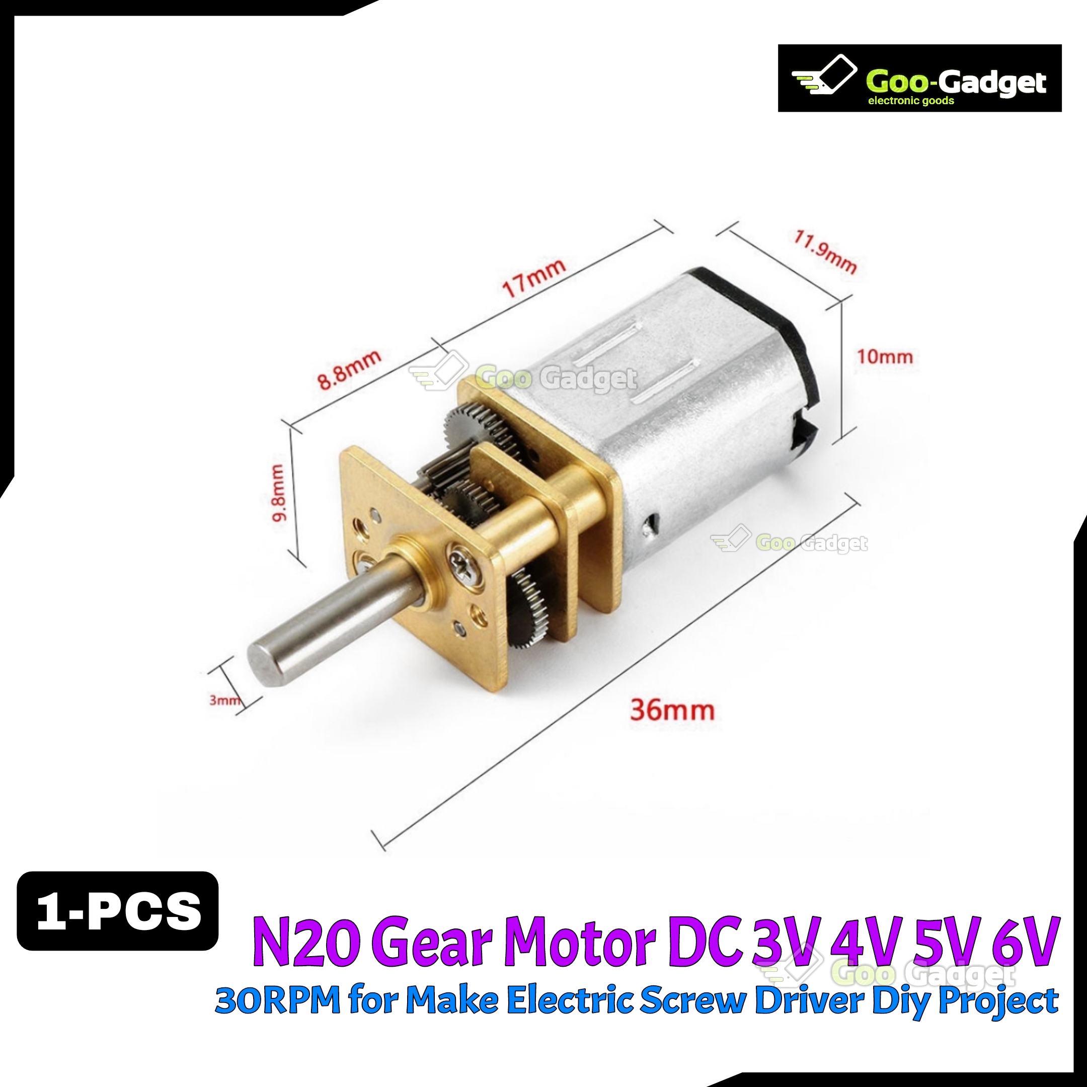 High Torque N20 DC Gear Motor 3V-6V Micro Metal Gearbox