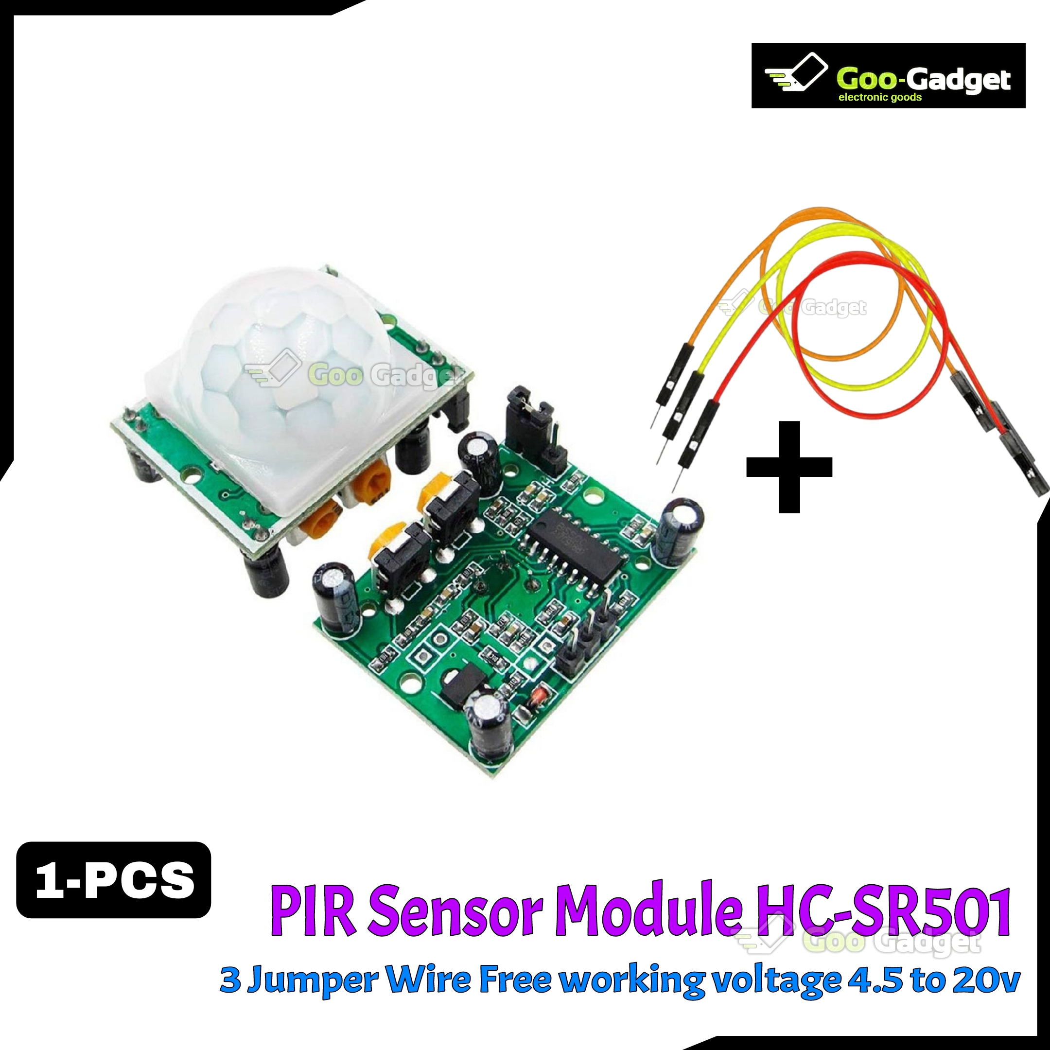 PIR Sensor Module HC-SR501 + 3 PCS Jumper Wire