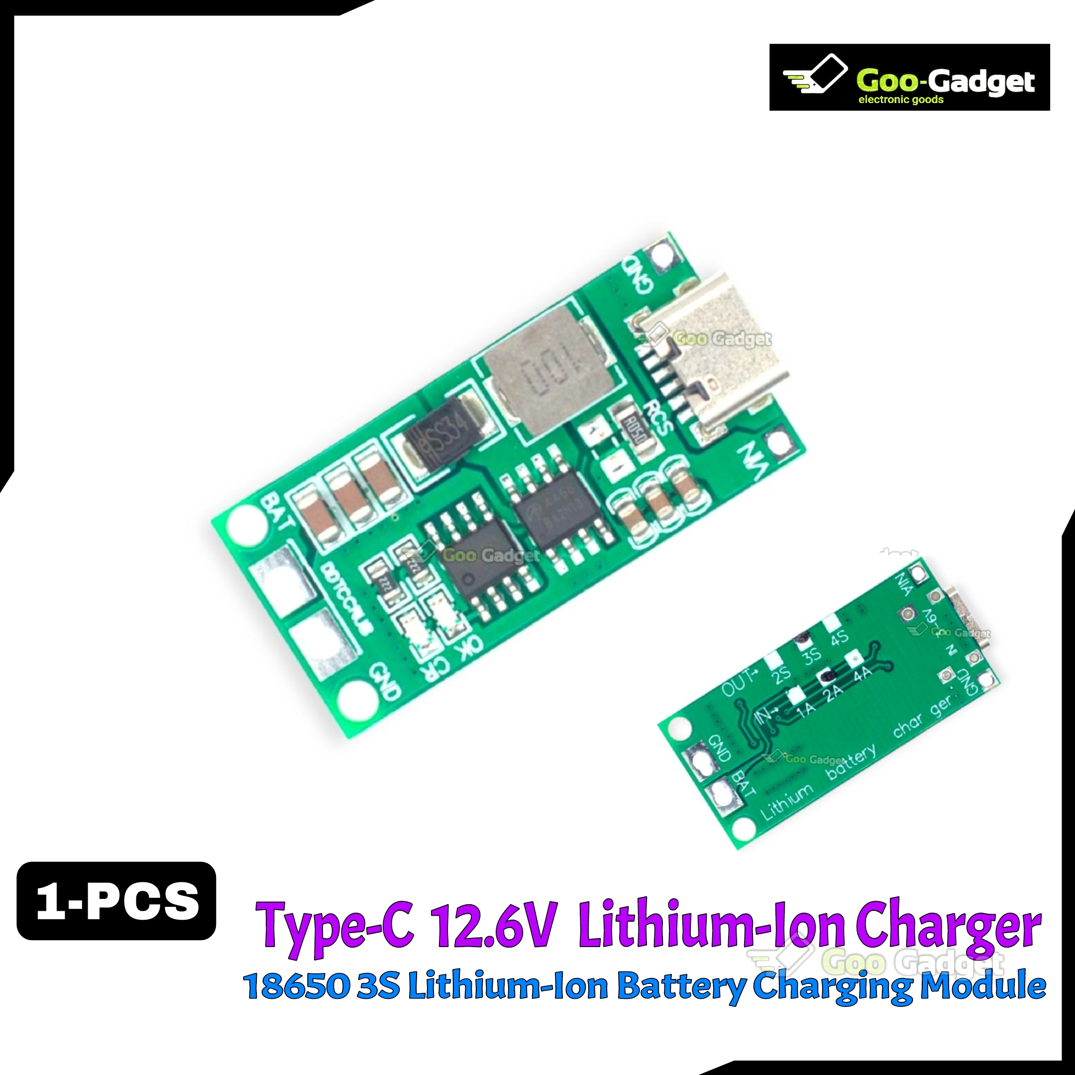 Multi-Cell 3S Type-C To 12.6V Step-Up Boost LiPo Polymer Li-Ion Charger | 12.6V 18650 Lithium Battery Charger