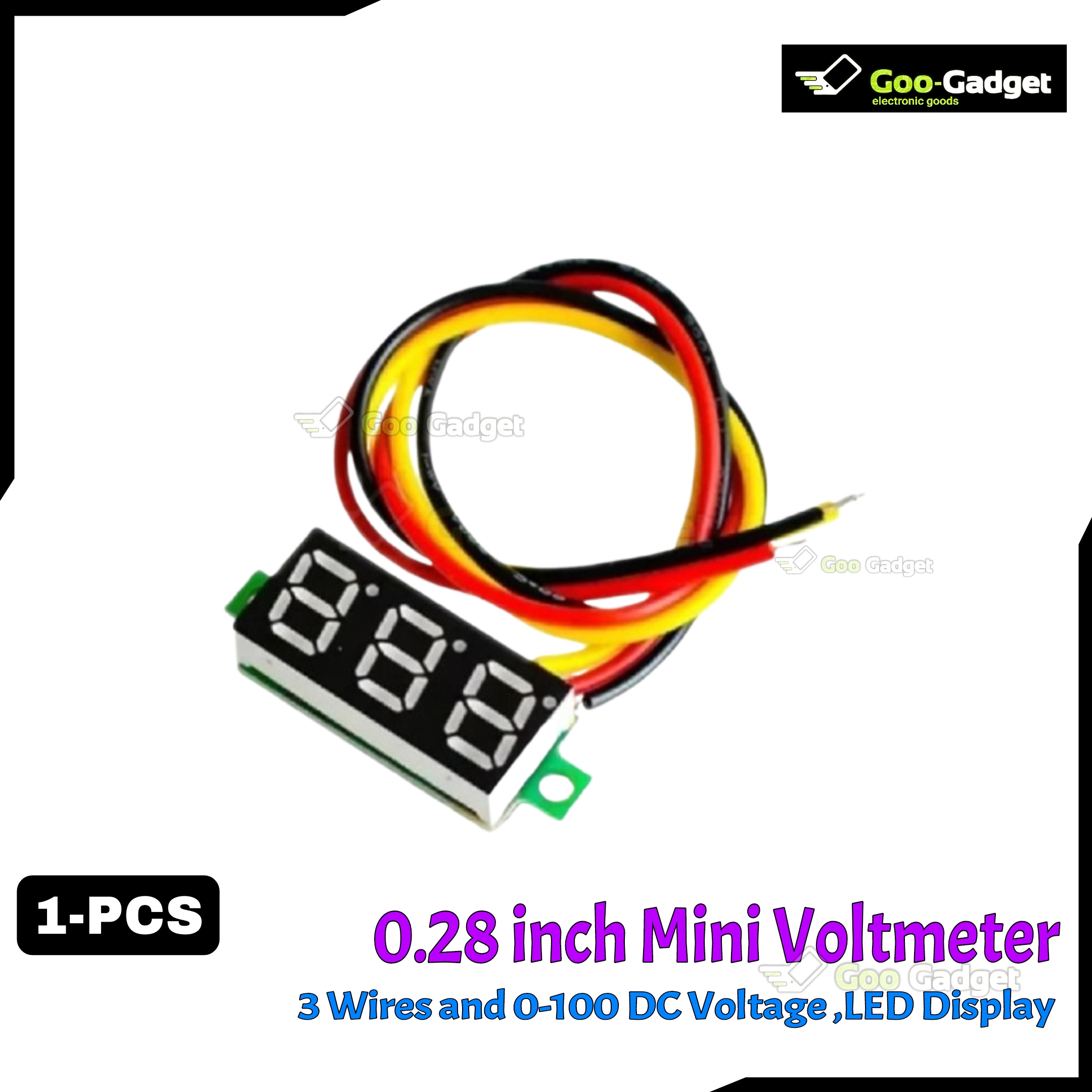 Mini 0.28 Inch 3-Wires Digital Voltmeter | Red LED Display DC 0-100V Digital Panel Voltage Meter