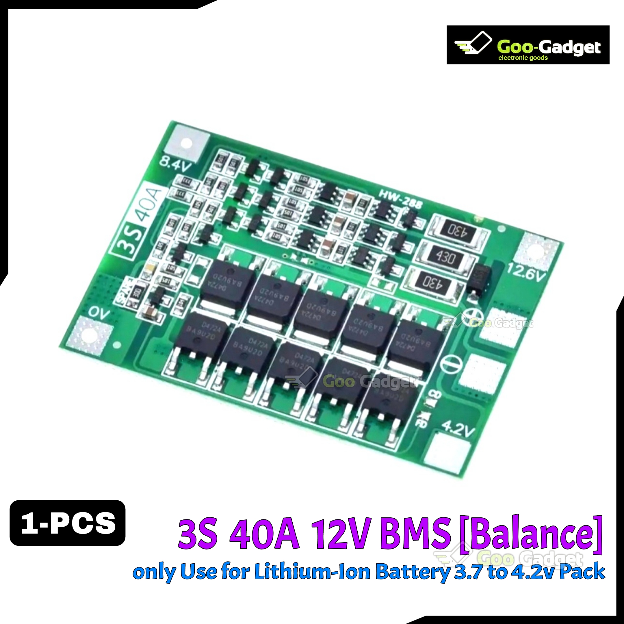 3S 40A 12V 18650 Lithium Battery Protection Board | Balance Version, Li-ion BMS for Battery Safety & Efficiency