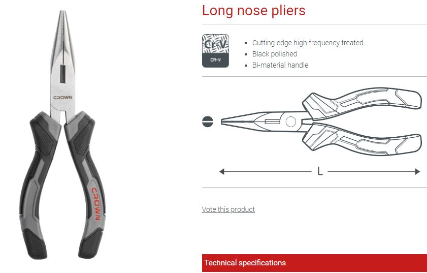 CROWN Professional Long nose plier, ( 6" | 8" ), CR-V, Polishing after blackening; CPHPL-LNA06_img_8