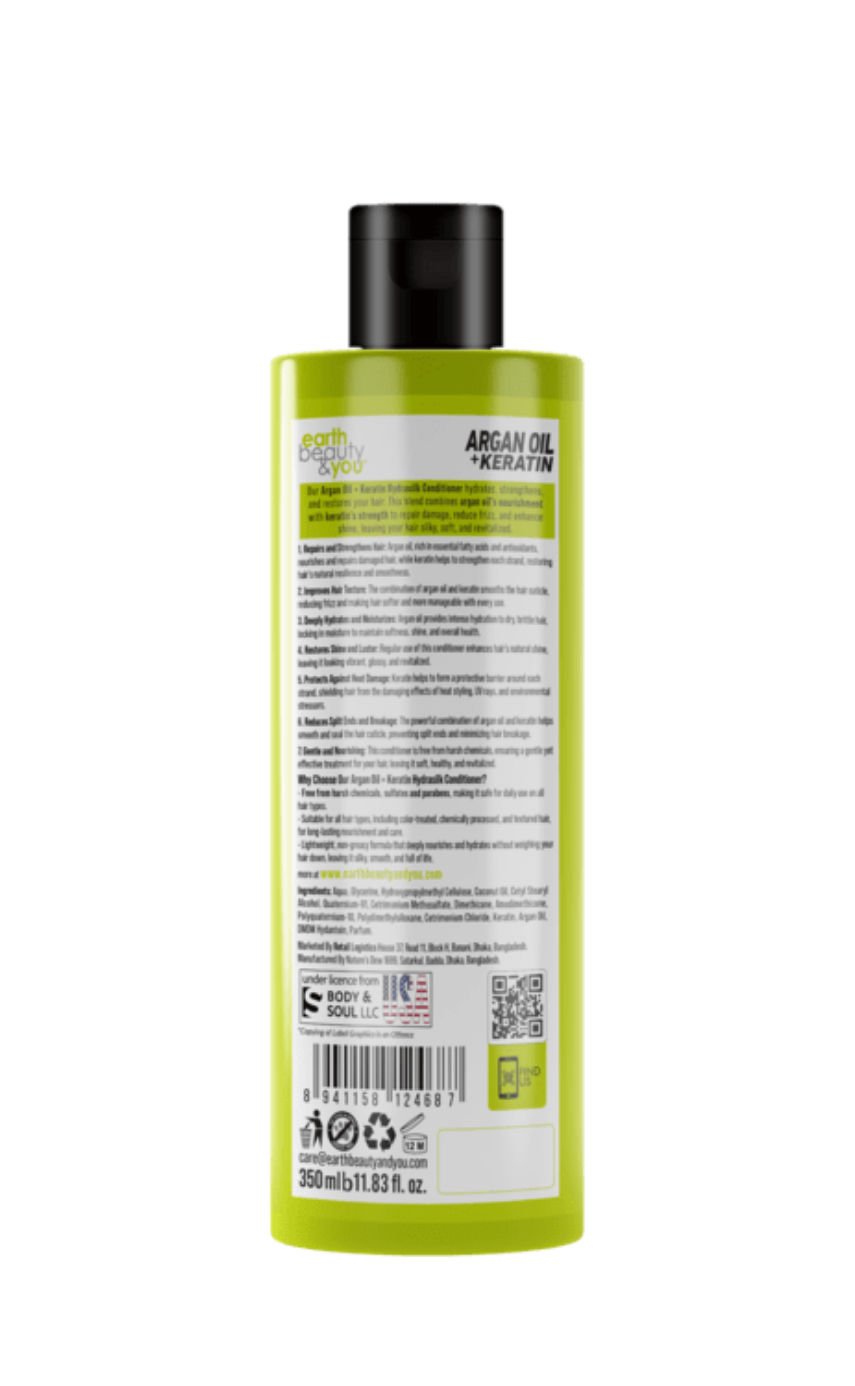 Earth Beauty & You Argan Oil+ Keratin Hydrasilk Conditioner 350ml . - Image 2