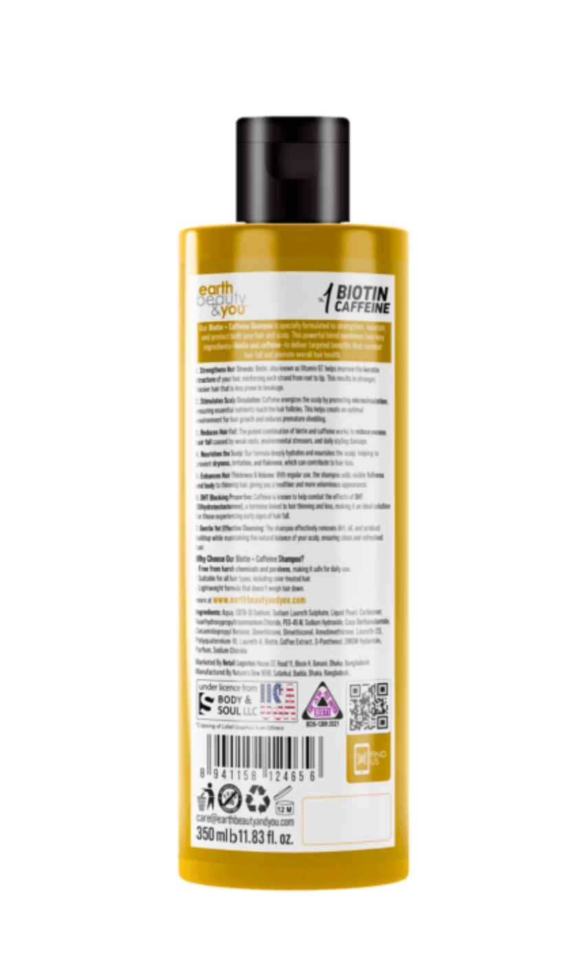 Earth beauty & you No 01 Biotin Caffeine Anti-Hairfall Shampoo 350ml - Image 2