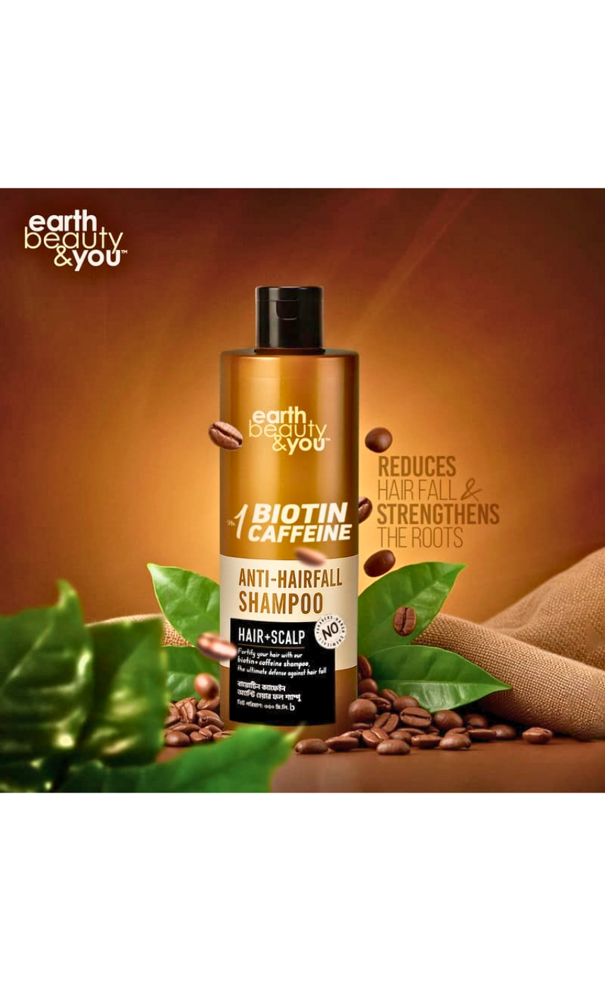 Earth beauty & you No 01 Biotin Caffeine Anti-Hairfall Shampoo 350ml - Image 3