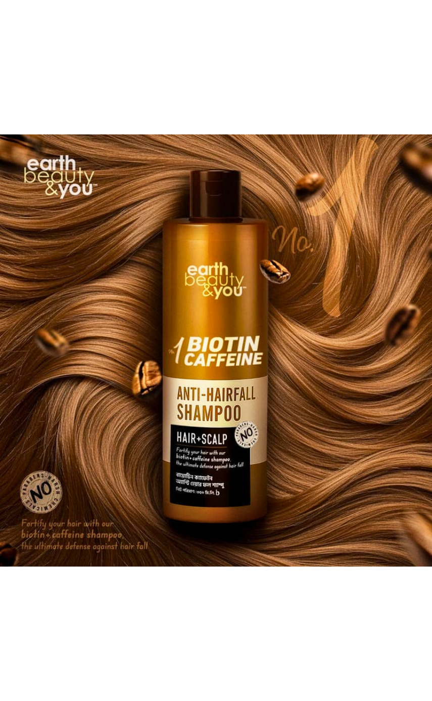 Earth beauty & you No 01 Biotin Caffeine Anti-Hairfall Shampoo 350ml - Image 4