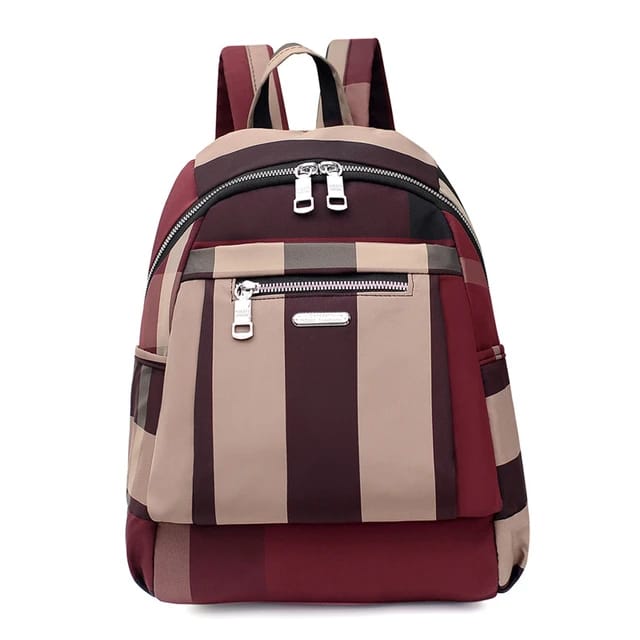 Nylon Backpack Durable Waterproof Casual Shoulder Bag (Wine Red)_img_0