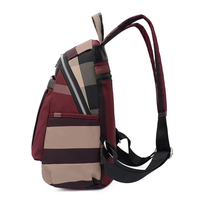 Nylon Backpack Durable Waterproof Casual Shoulder Bag (Wine Red)_img_1