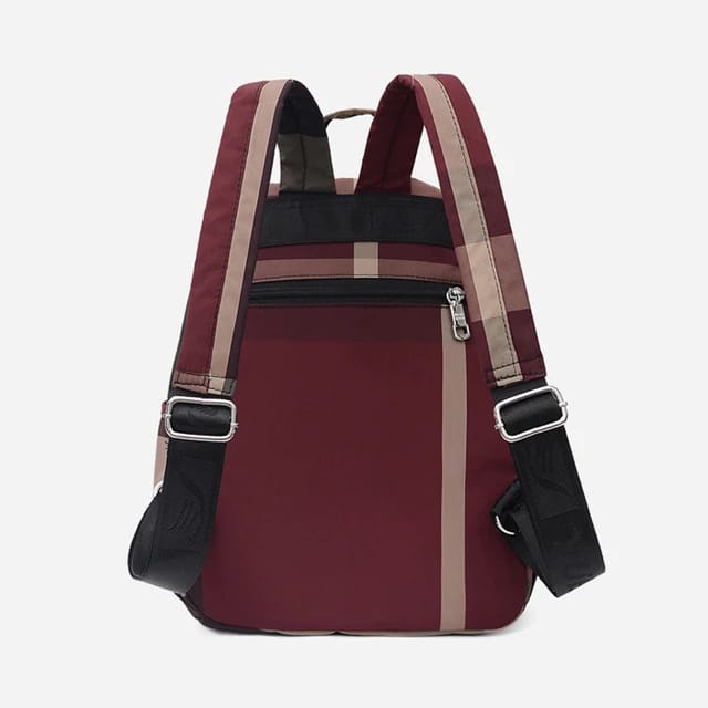 Nylon Backpack Durable Waterproof Casual Shoulder Bag (Wine Red)_img_2