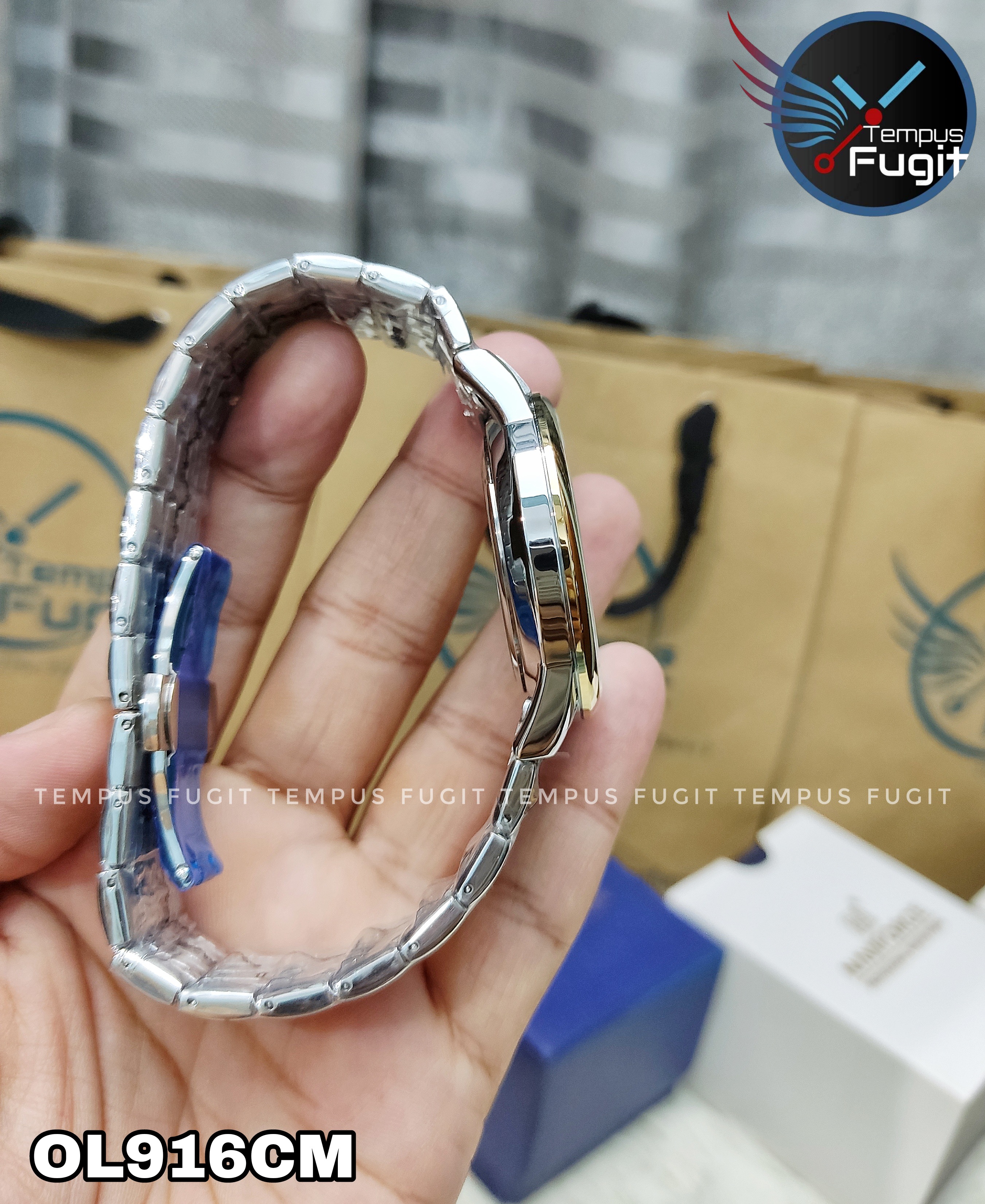 OLEVS 2867 Gents Chain Watch- Silver Dial- Golden Bezel- Silver+Golden Chain- TF Code OL916CM_img_9