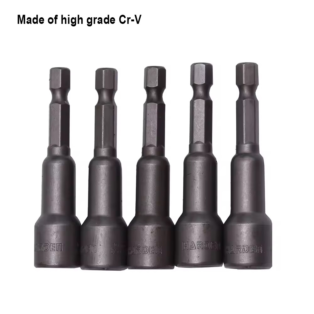 HARDEN 5Pcs Magnetic Nut Drivers Socket 65mm Long (6mm | 8mm | 10mm | 12mm | 14mm) Roofing Socket, Drill Bit Adapter Hex Socket Sleeve Nozzles; Model: 550621 | 550622 | 550624 | 550625 | 550626_img_1