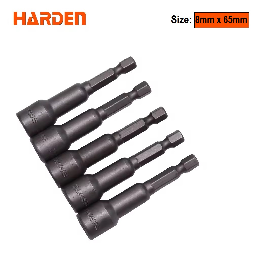 HARDEN 5Pcs Magnetic Nut Drivers Socket 65mm Long (6mm | 8mm | 10mm | 12mm | 14mm) Roofing Socket, Drill Bit Adapter Hex Socket Sleeve Nozzles; Model: 550621 | 550622 | 550624 | 550625 | 550626_img_8