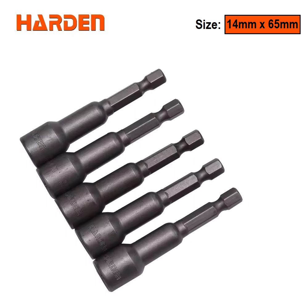 HARDEN 5Pcs Magnetic Nut Drivers Socket 65mm Long (6mm | 8mm | 10mm | 12mm | 14mm) Roofing Socket, Drill Bit Adapter Hex Socket Sleeve Nozzles; Model: 550621 | 550622 | 550624 | 550625 | 550626_img_11