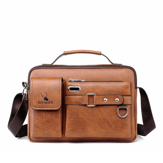 Luxury Brand Mens Leather Bags Messenger Bag Briefcase Satchel Shoulder Handbag CrossBody Bag For Work Business (CHINA)_img_2