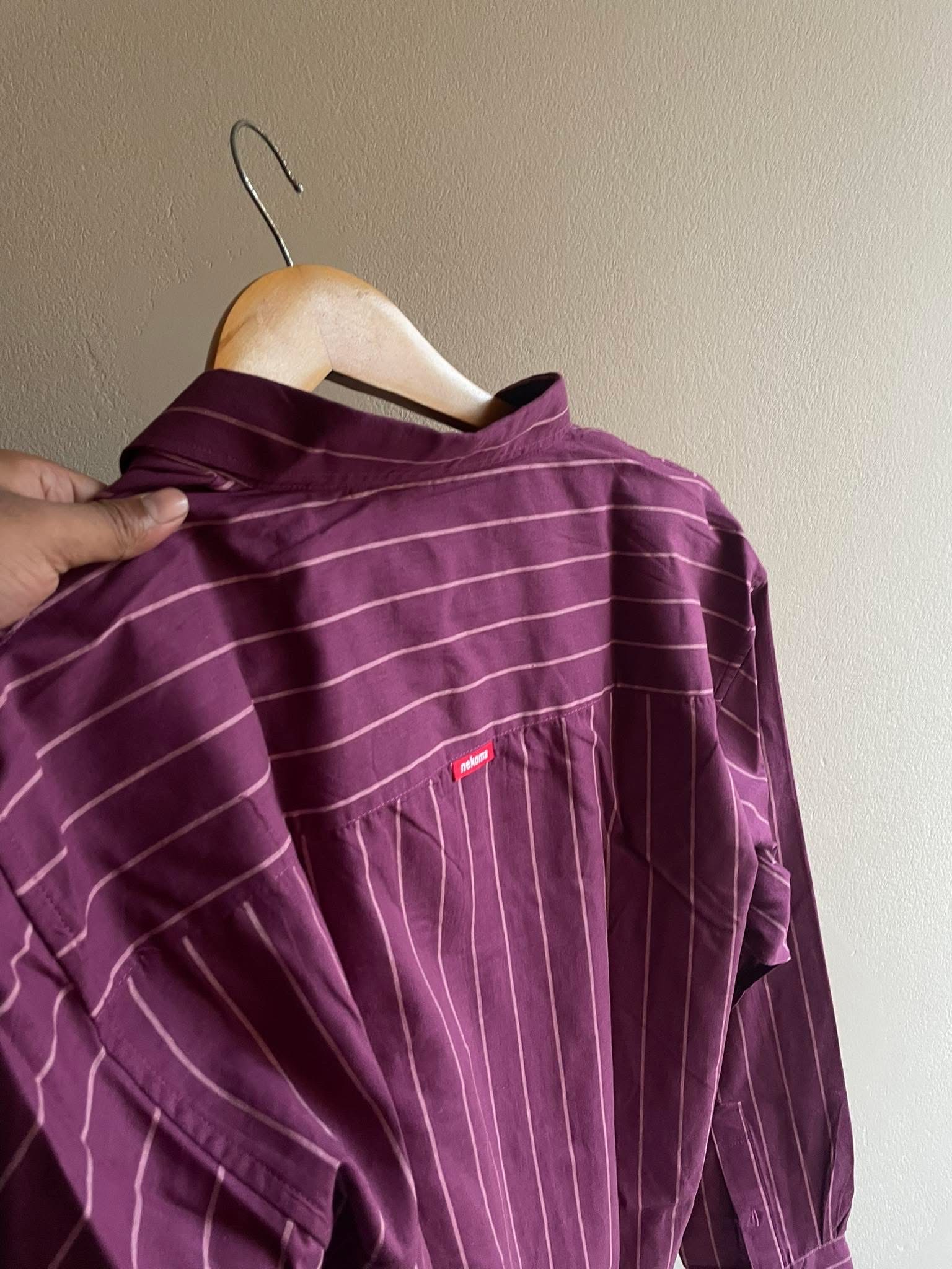 Maroon oversized full sleeve shirt_img_4