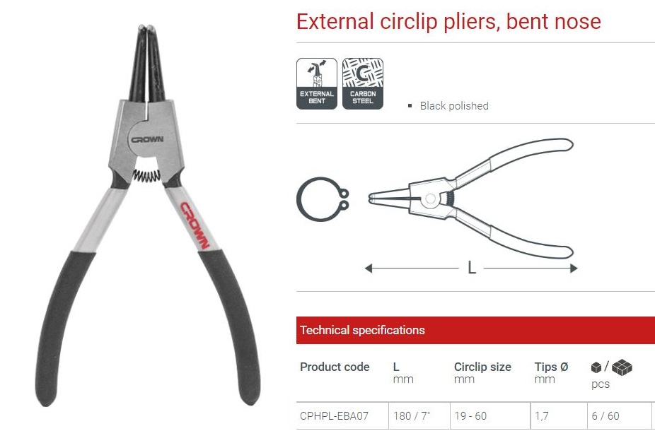 CROWN 7" Professional External Circlip Plier ( Straight Nose | Bent Nose ), CPHPL-ESA07 | CPHPL-EBA07_img_8