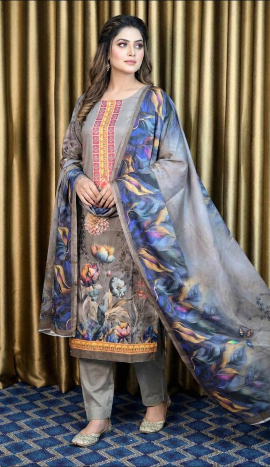 জমজম সুইস লোন প্রিমিয়াম থ্রি পিস(Unstitched)  WhatsApp/IMO: 01716-593156