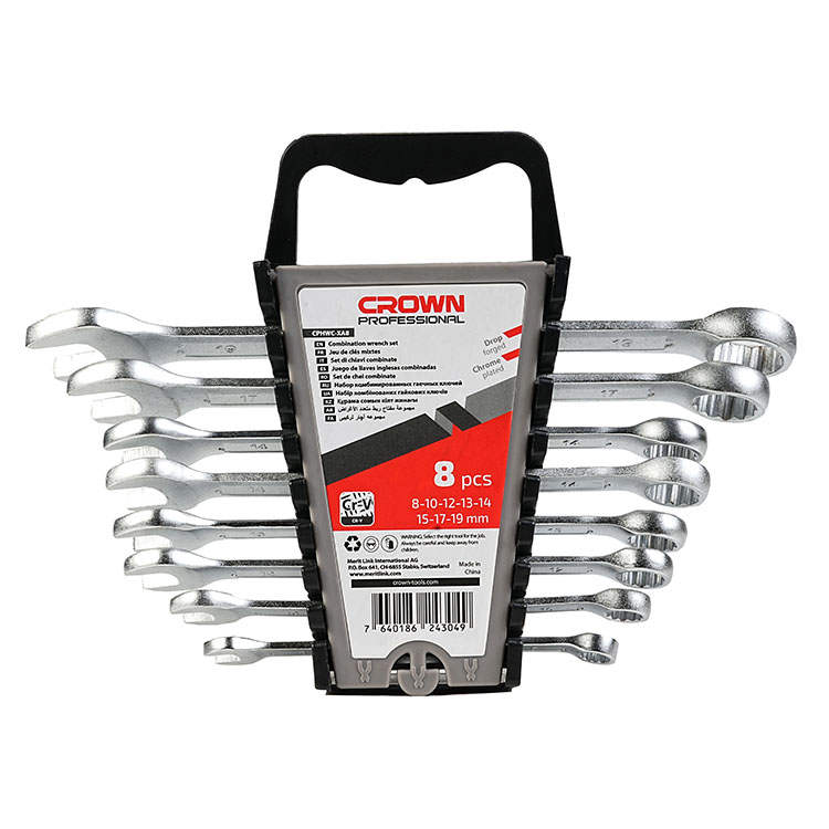 CROWN Professional 8pcs Combination Wrench Set, 8pcs, CR-V, Atomization; CPHWC-XA8