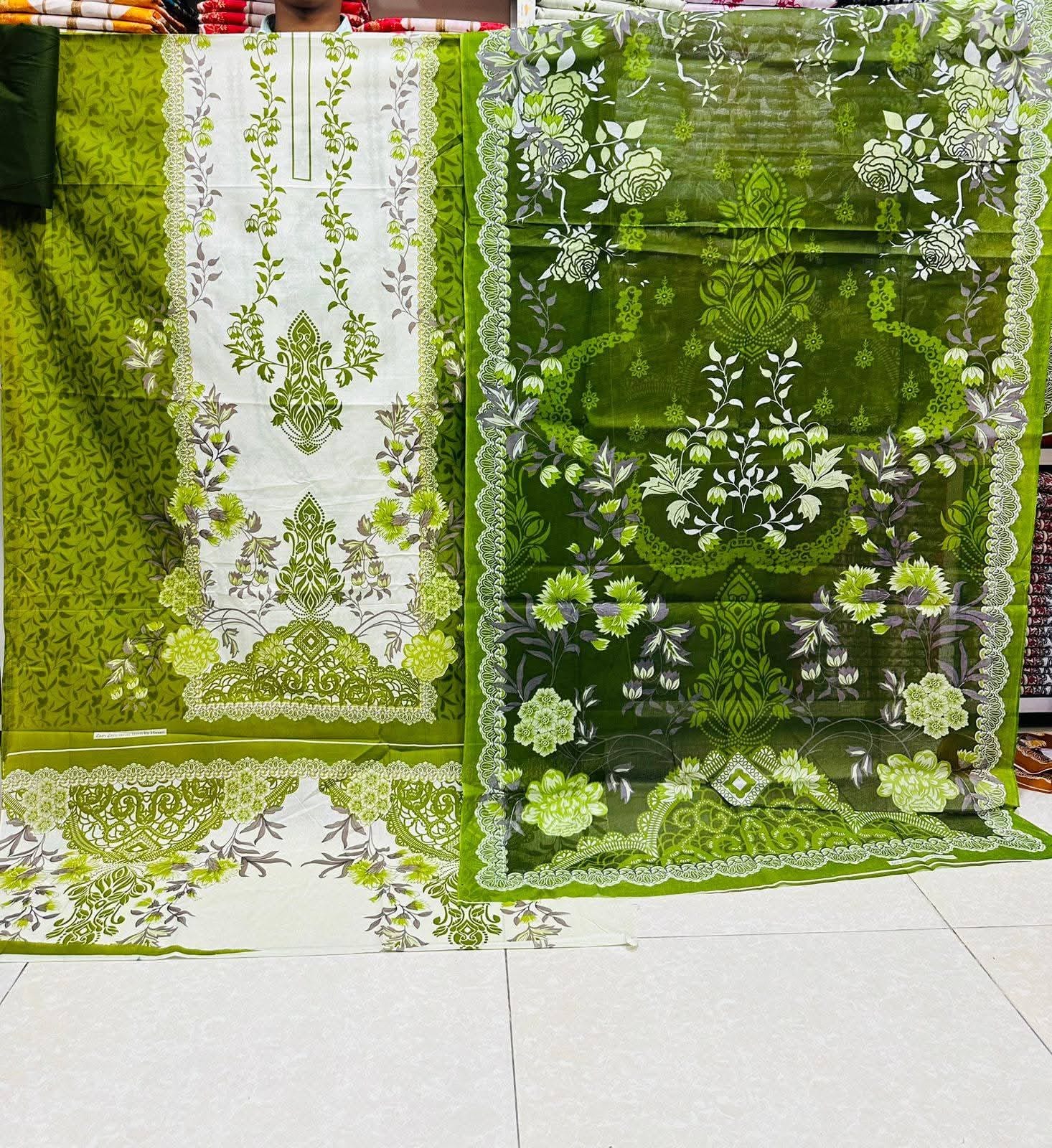 জমজম সুইস লোন থ্রি পিস (Unstitched)