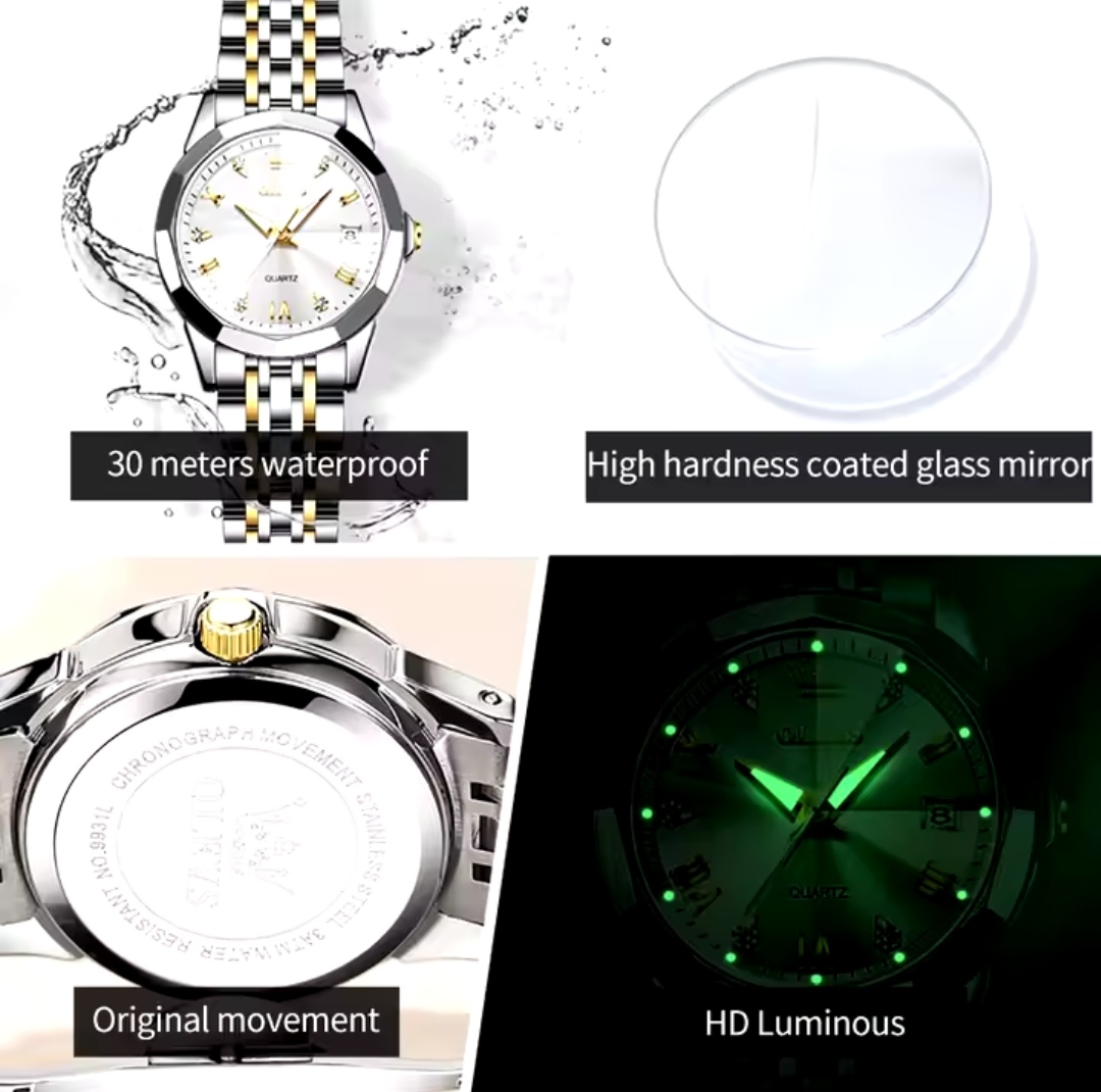 OLEVS 9931 Ladies Chain Watch- Silver Dial- Silver Bezel- Silver+Golden Chain- TF Code OL922CF_img_4