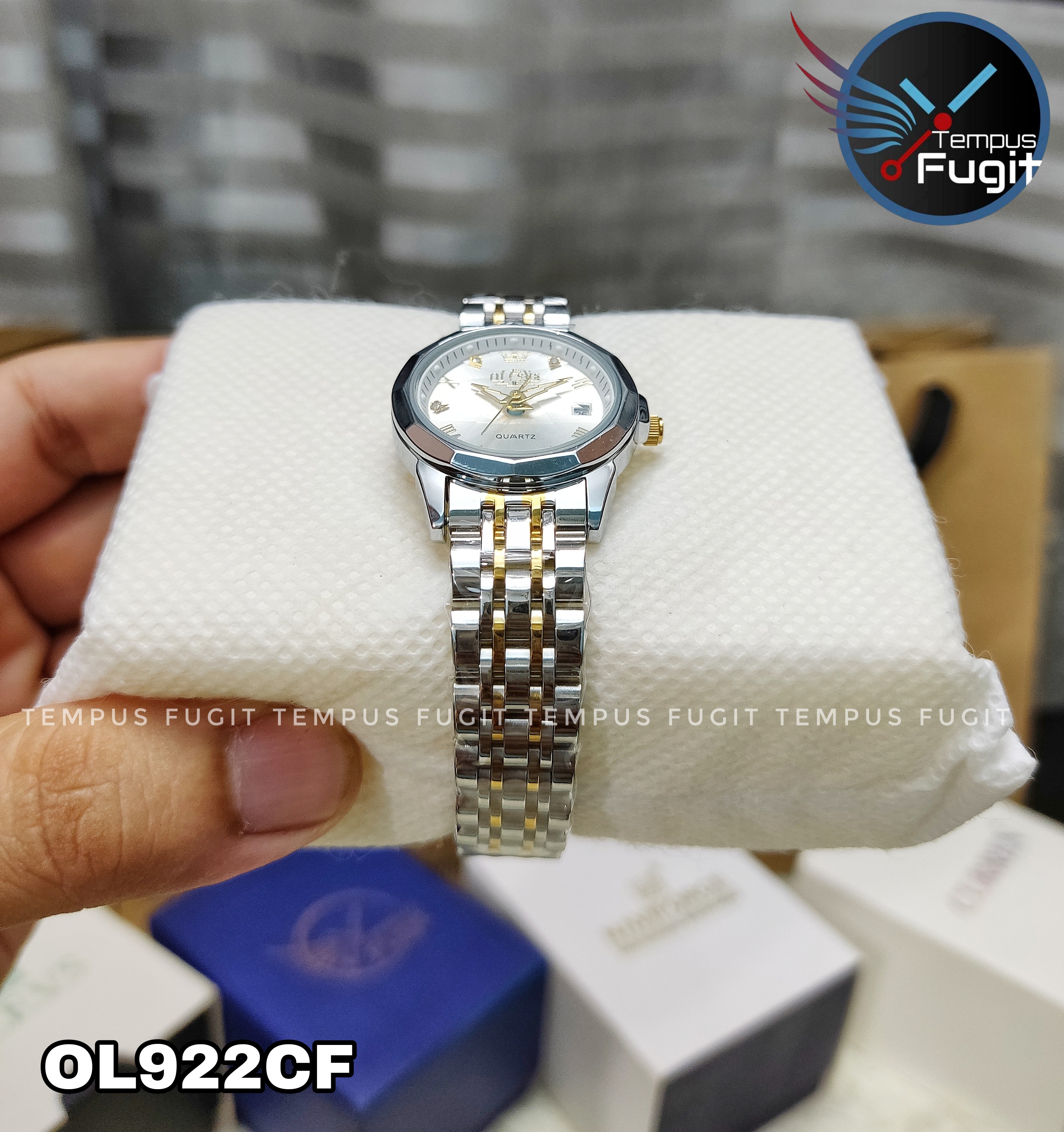 OLEVS 9931 Ladies Chain Watch- Silver Dial- Silver Bezel- Silver+Golden Chain- TF Code OL922CF_img_9