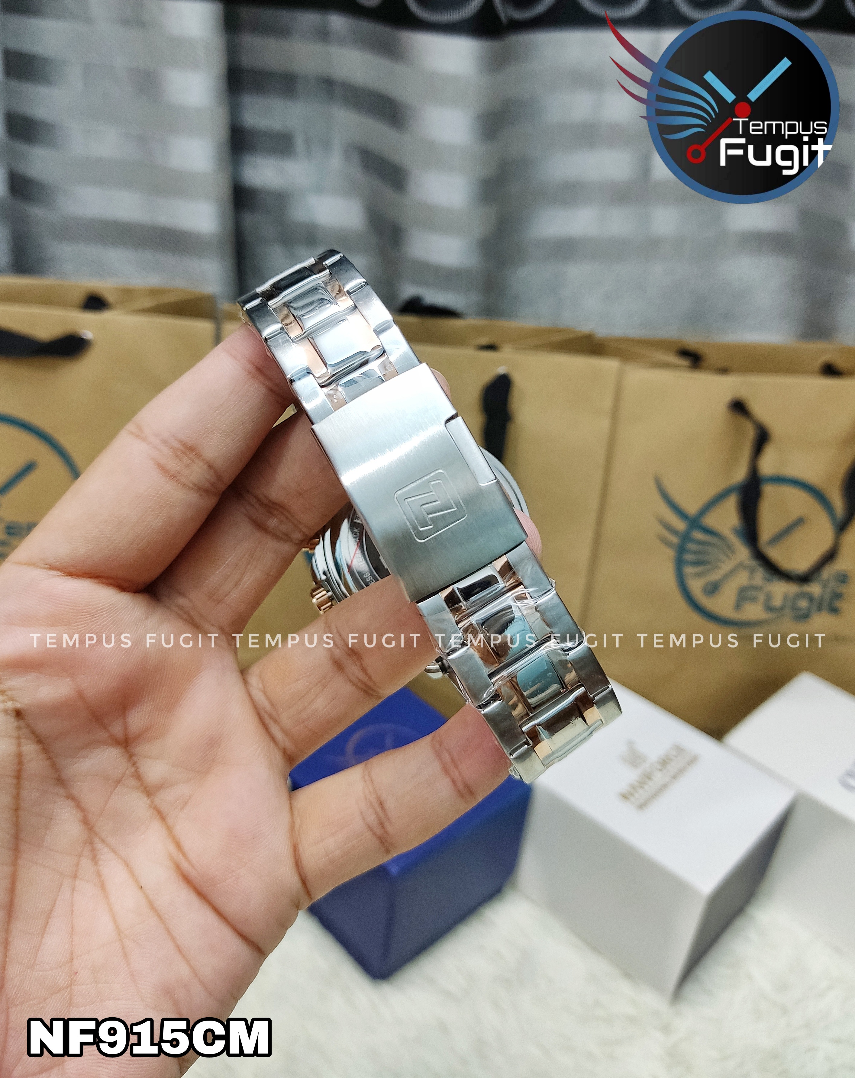 Naviforce 9089 Gents Chain Watch- Silver Dial- Rose Golden Bezel- Silver+Rose Golden Chain- TF Code NF915CM_img_7