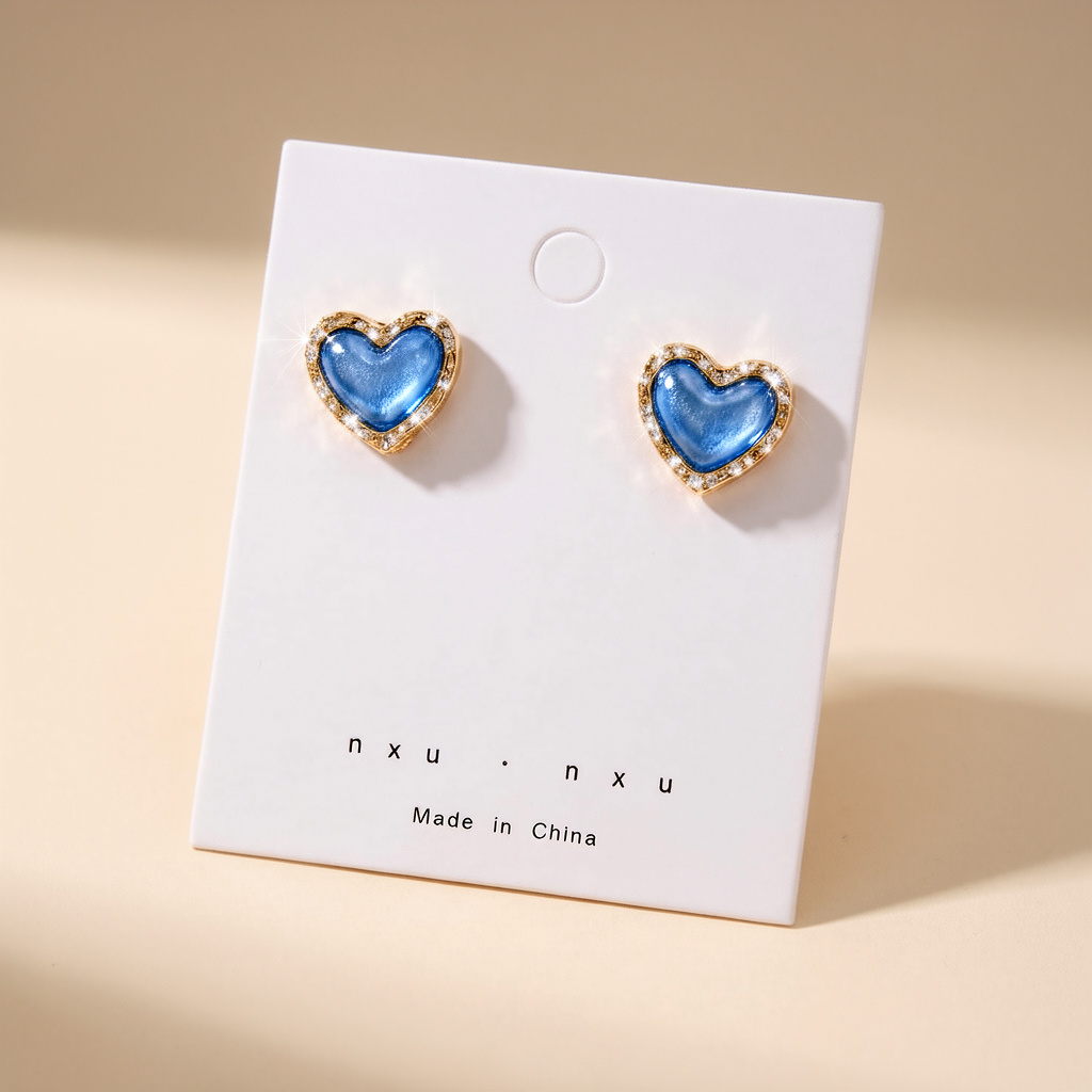 Heart-Shaped Turquoise Stone Earrings with Gold Accents – Elegant Jewelry for Women_img_1