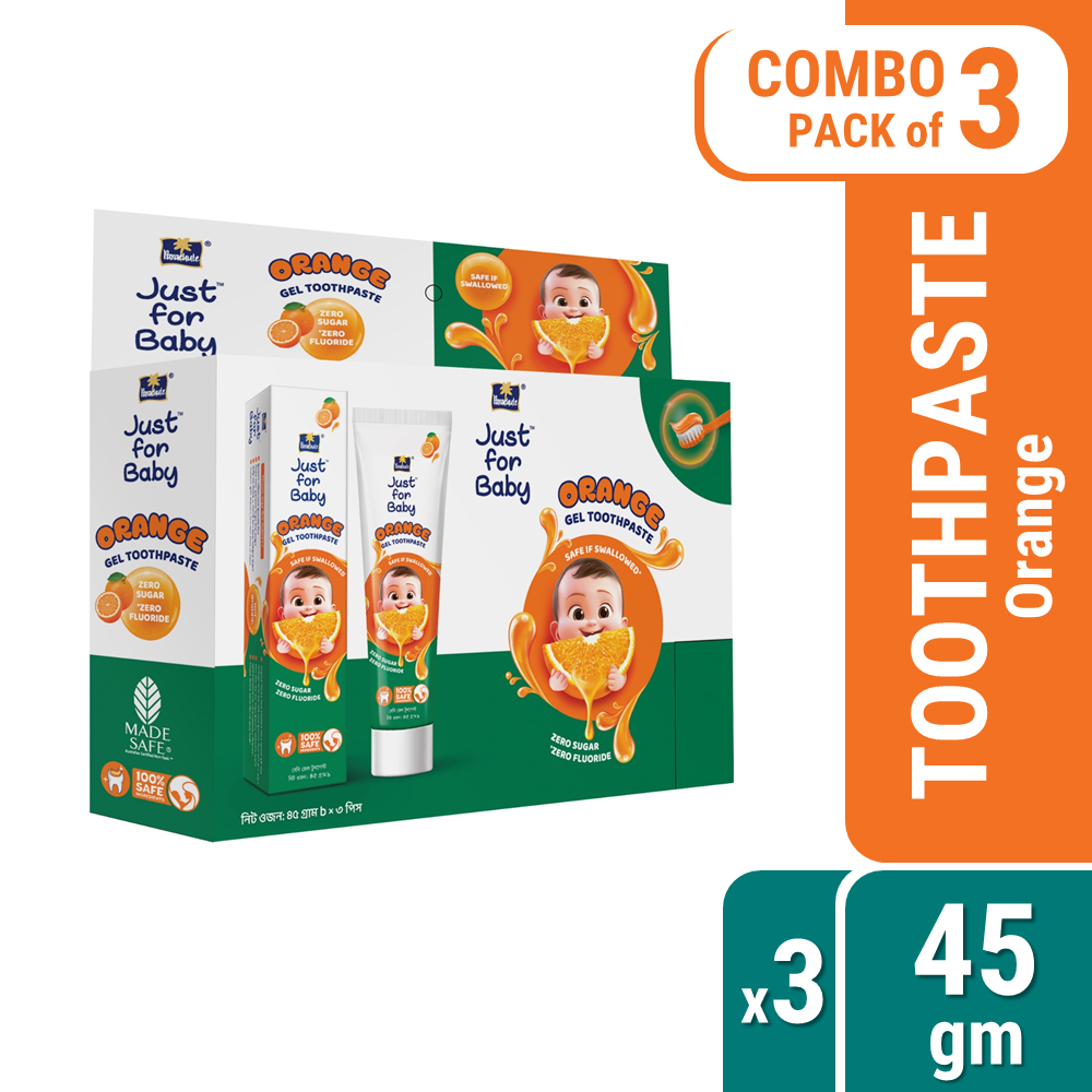 Parachute Just for Baby - Baby Gel Toothpaste 45g (Orange) - Pack of 3 (MRP: 300tk)
