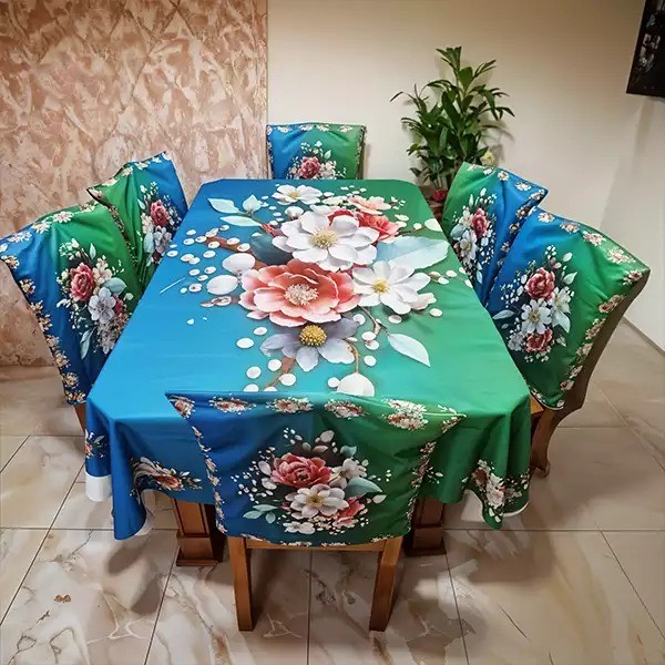 China Premium 3D Print Table Cloth Set_img_0
