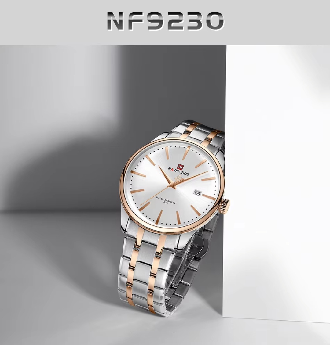 Naviforce 9230 Gents Chain Watch- Silver Dial- Rose Golden Bezel- Silver+Rose Golden Chain- TF Code NF918CM_img_15
