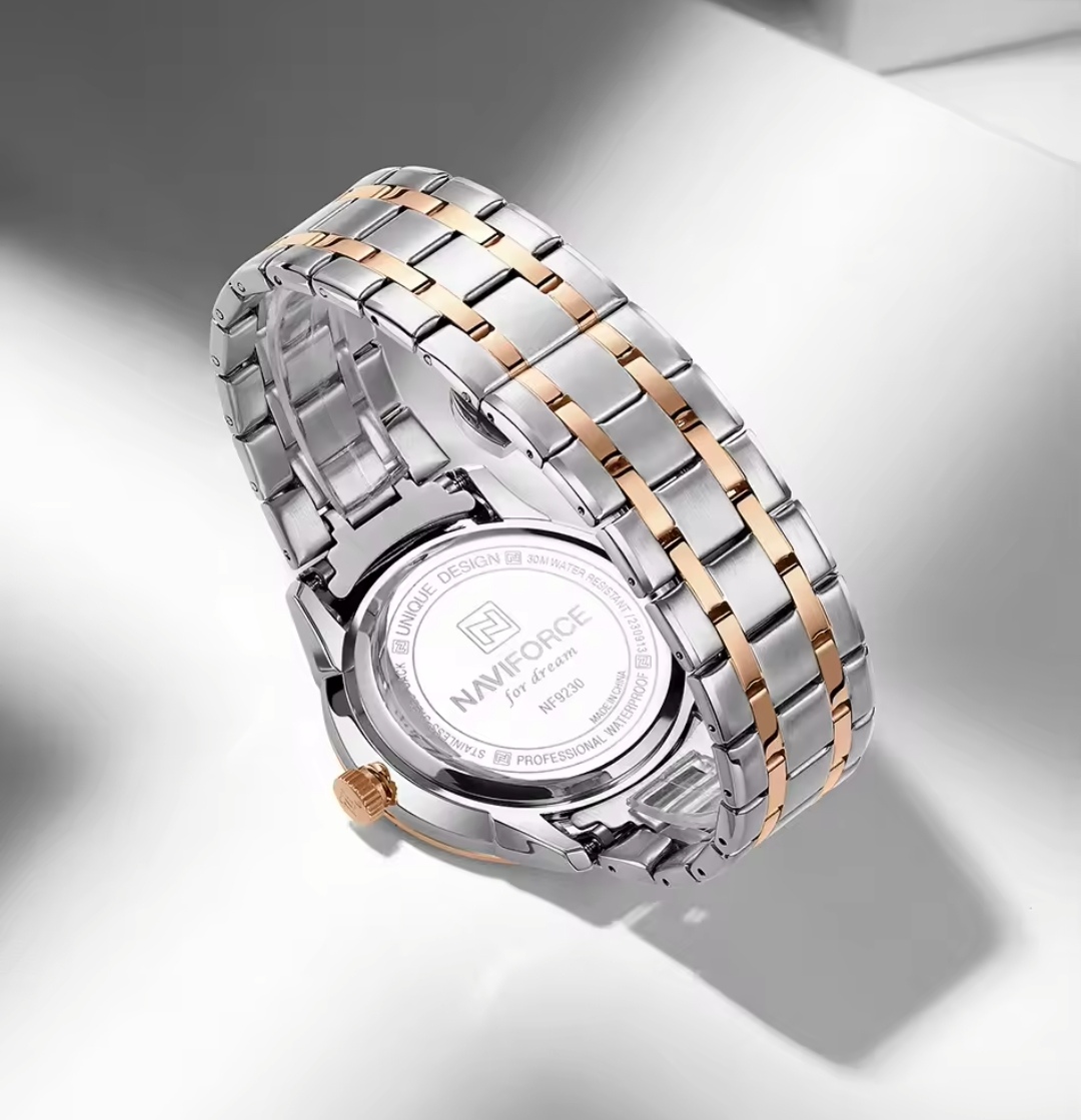 Naviforce 9230 Gents Chain Watch- Silver Dial- Rose Golden Bezel- Silver+Rose Golden Chain- TF Code NF918CM_img_16
