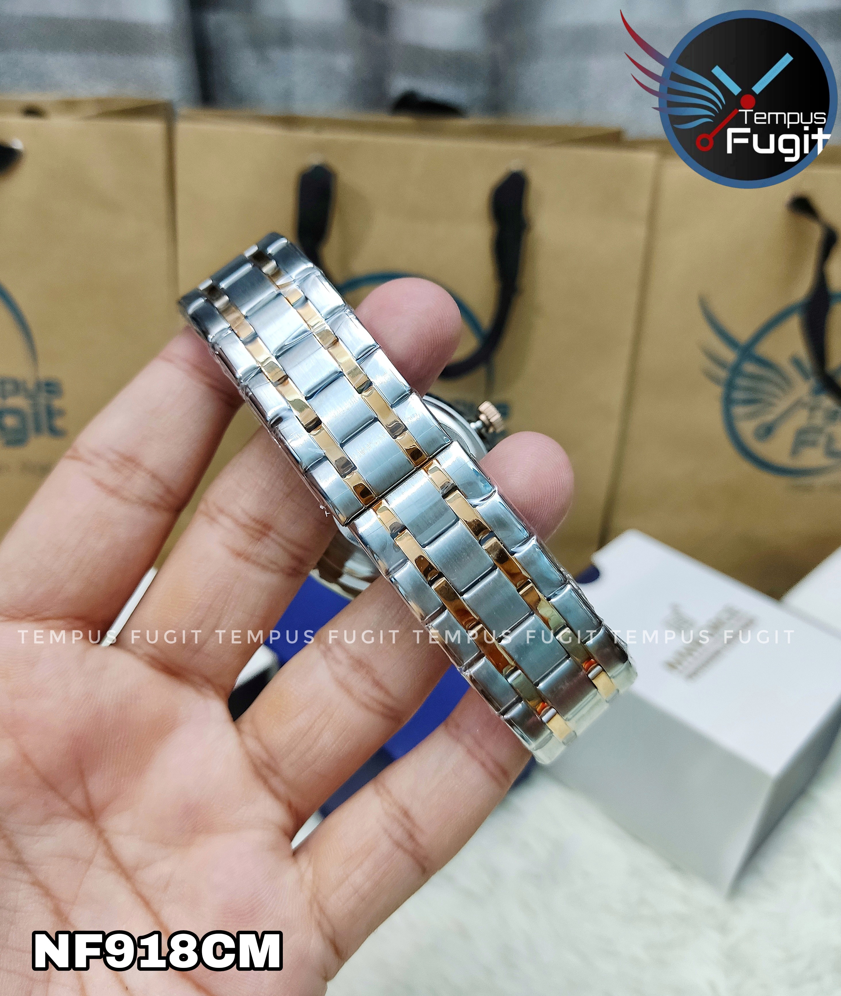 Naviforce 9230 Gents Chain Watch- Silver Dial- Rose Golden Bezel- Silver+Rose Golden Chain- TF Code NF918CM_img_22