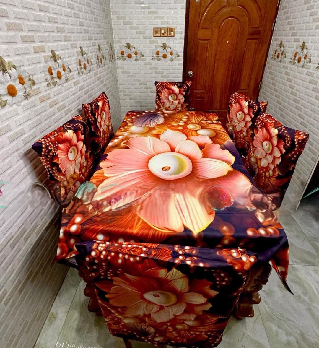 China Premium 3D Print Table Cloth Set_img_0