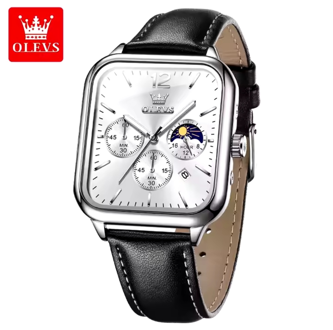 OLEVS 9914 Gents belt Watch- Silver Dial- Silver Bezel- Black Belt- TF Code OL919BM_img_4