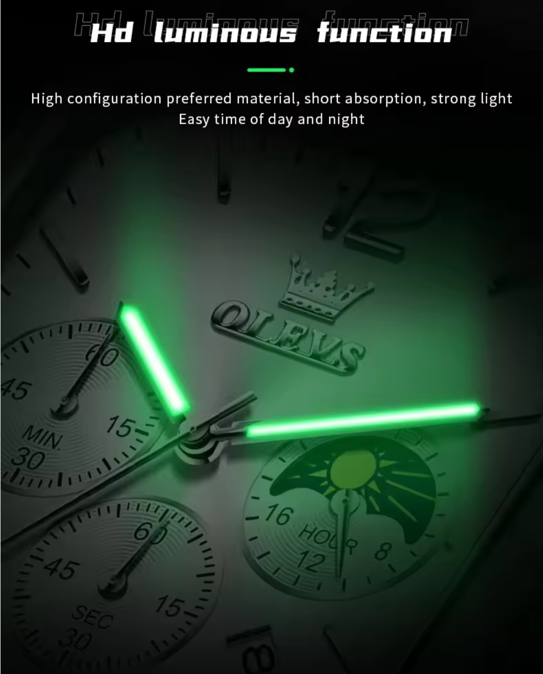 OLEVS 9914 Gents belt Watch- Silver Dial- Silver Bezel- Black Belt- TF Code OL919BM_img_5