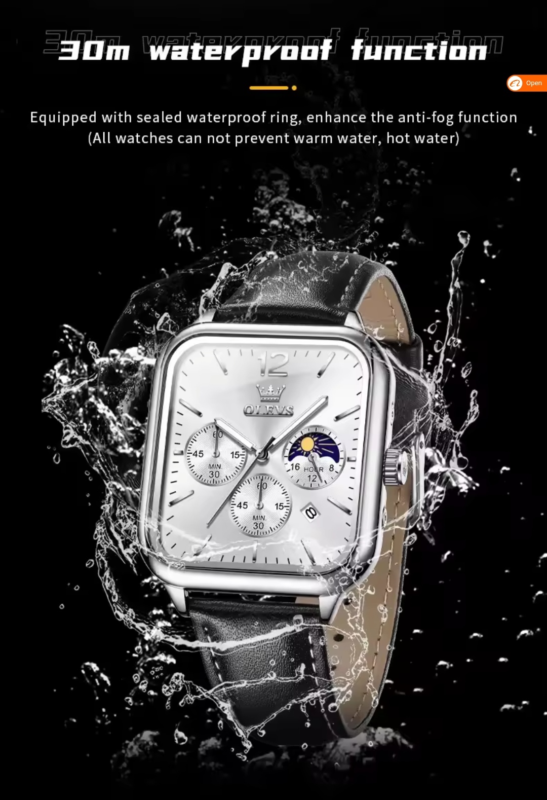 OLEVS 9914 Gents belt Watch- Silver Dial- Silver Bezel- Black Belt- TF Code OL919BM_img_8