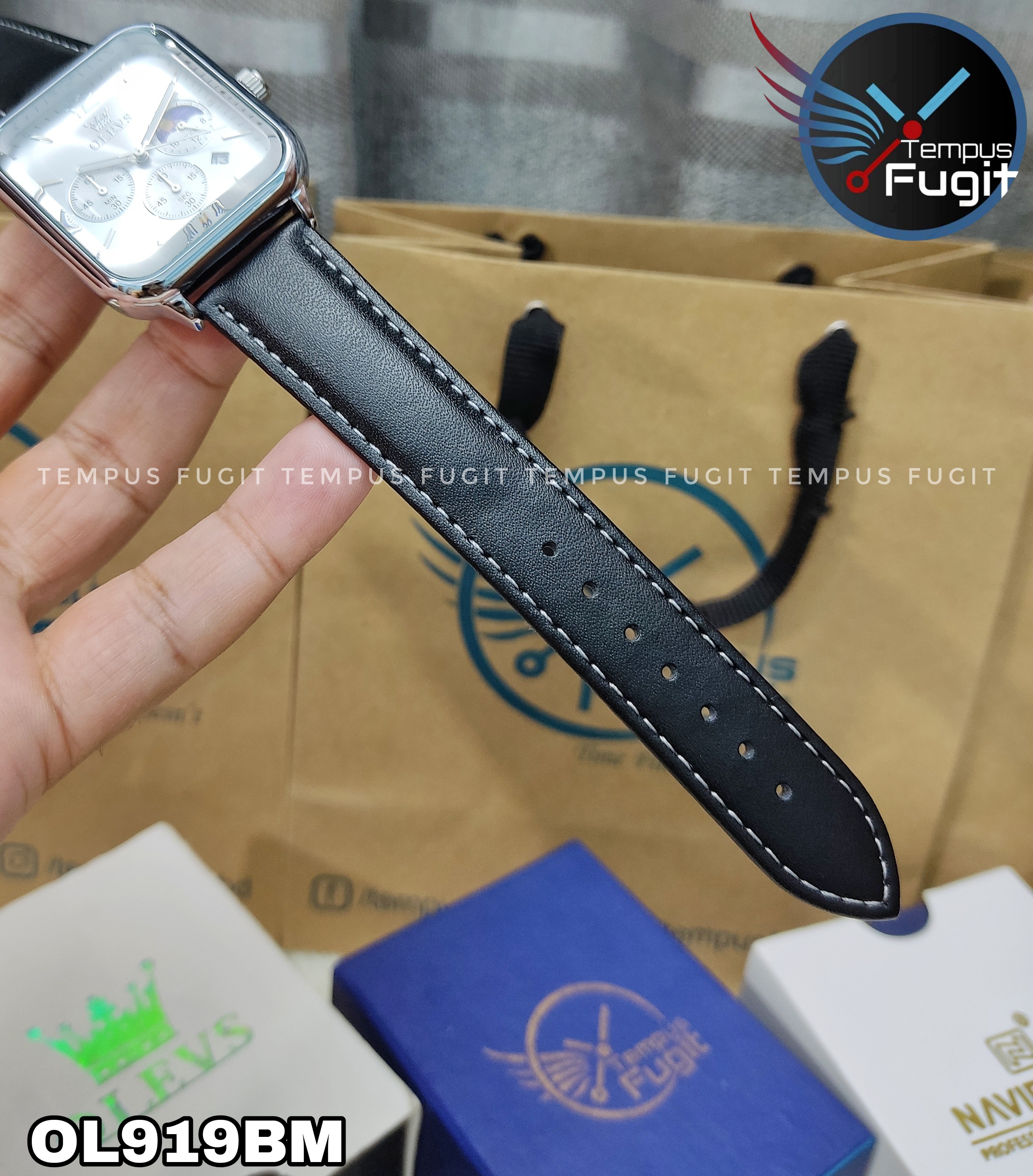 OLEVS 9914 Gents belt Watch- Silver Dial- Silver Bezel- Black Belt- TF Code OL919BM_img_12